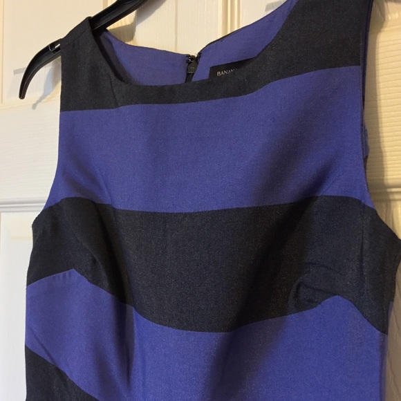 Banana Republic Tank Shell Blue Black Stripe Size 0 - Picture 2 of 6
